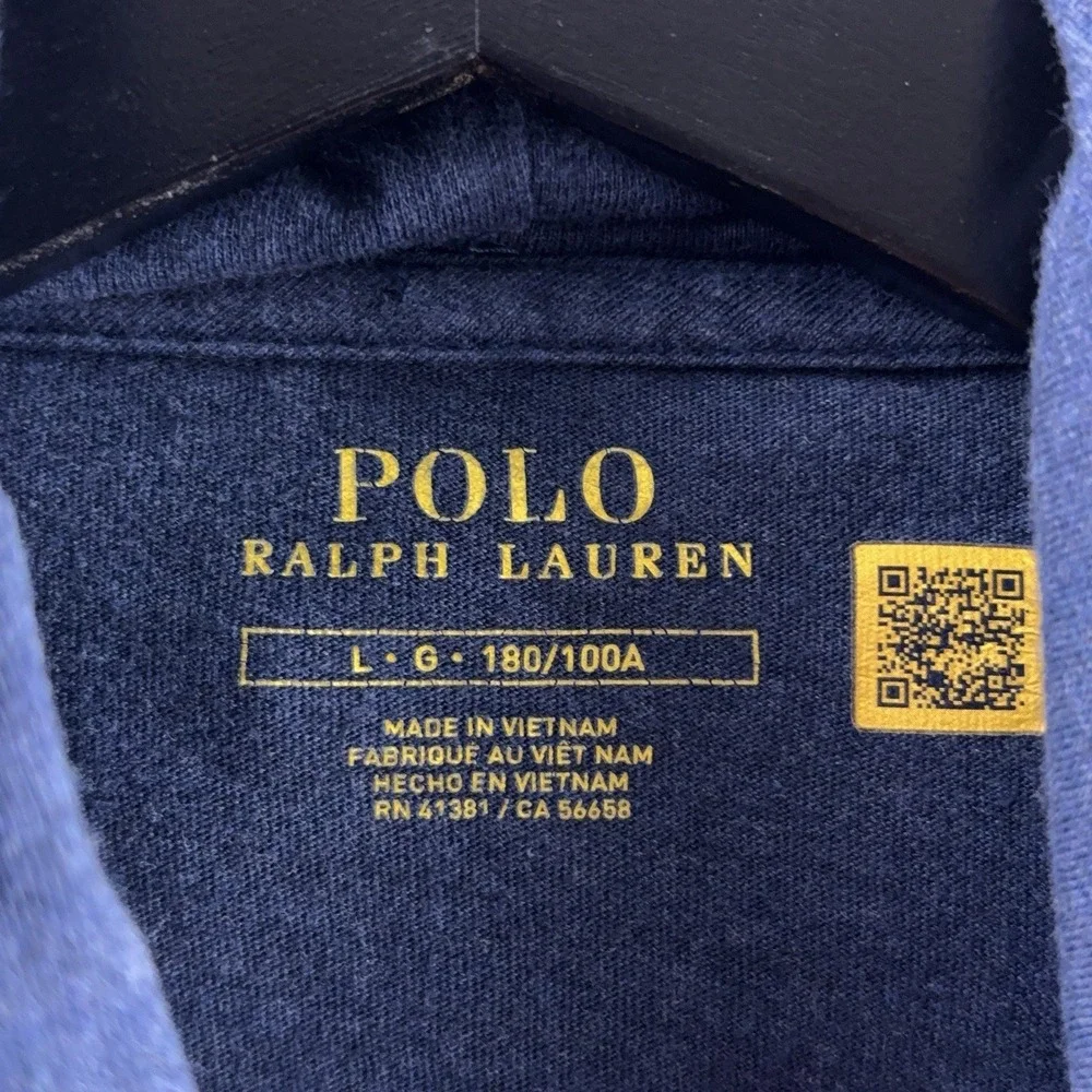 Polo Ralph‎ Lauren Hooded Jersey T Shirt Mens Size Large Blue Casual Preppy